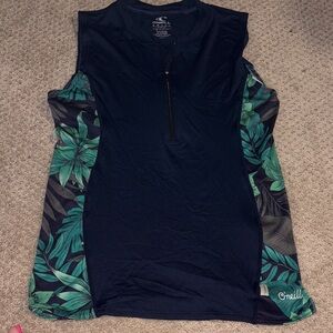 O'Neill Women's Sleeveless Rash Guard with Green Leaf Print